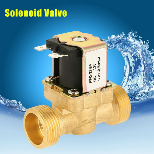 YiYuevi Electric Water Valve 12V,1pc DC 12V G3/4 Water Solenoid Valve Normal Closed Brass Electric Solenoid Valve for Water Control 